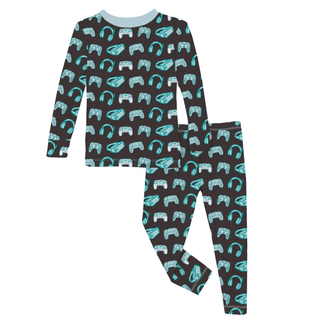 Bamboo Long Sleeve Pajama Set - Midnight Gamer KicKee Pants Size: 3T