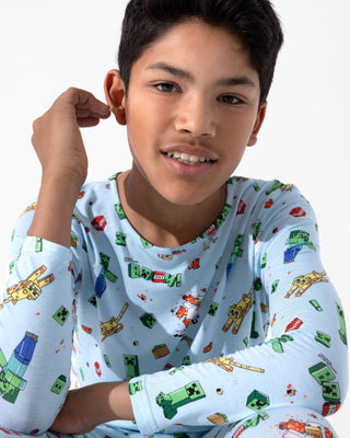 Bamboo Long Sleeve Pajama Set - Minecraft Chicken Jockey Bellabu Bear Size: 18-24 Months