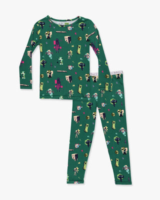 Bamboo Long Sleeve Pajama Set - Minecraft Mobs Bellabu Bear Size: 18-24 Months