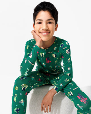 Bamboo Long Sleeve Pajama Set - Minecraft Mobs Bellabu Bear Size: 18-24 Months