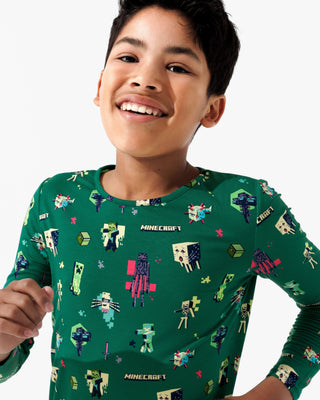Bamboo Long Sleeve Pajama Set - Minecraft Mobs Bellabu Bear Size: 18-24 Months
