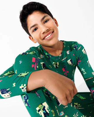 Bamboo Long Sleeve Pajama Set - Minecraft Mobs Bellabu Bear Size: 18-24 Months