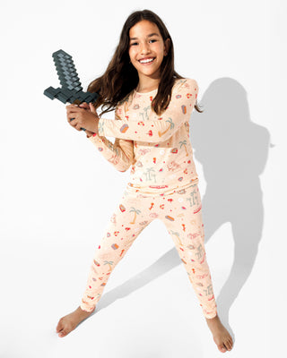 Bamboo Long Sleeve Pajama Set - Minecraft Summer Vibes Bellabu Bear Size: 18-24 Months