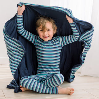 Bamboo Long Sleeve Pajama Set - Moonlight Bay Stripe KicKee Pants Size: 2T