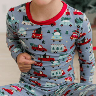 Bamboo Long Sleeve Pajama Set - Moonlight Christmas Cars and Trucks