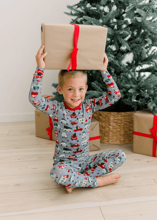 Bamboo Long Sleeve Pajama Set - Moonlight Christmas Cars and Trucks