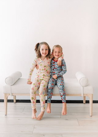 Bamboo Long Sleeve Pajama Set - Moonlight Christmas Cars and Trucks