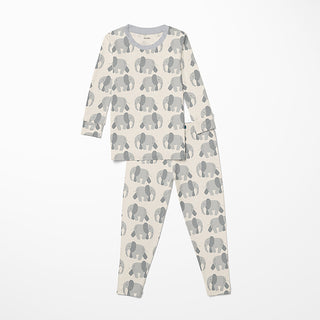 Bamboo Long Sleeve Pajama Set - Natural Elephants