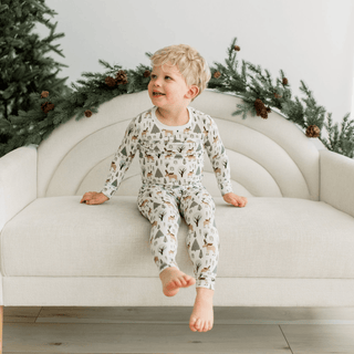 Bamboo Long Sleeve Pajama Set - Natural Forest Moose