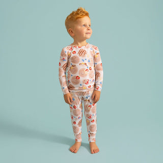 Bamboo Long Sleeve Pajama Set - Pancakes Posh Peanut Size: 3T-4T