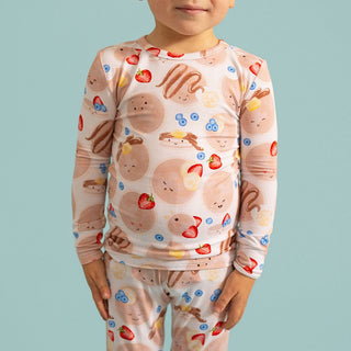 Bamboo Long Sleeve Pajama Set - Pancakes Posh Peanut Size: 3T-4T