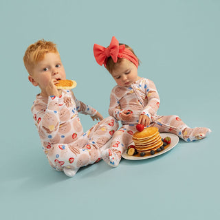 Bamboo Long Sleeve Pajama Set - Pancakes Posh Peanut Size: 3T-4T