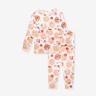 Bamboo Long Sleeve Pajama Set - Pancakes Posh Peanut Size: 3T-4T