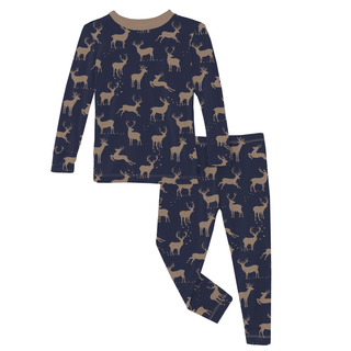 Bamboo Long Sleeve Pajama Set - Peacoat Elk KicKee Pants Size: 2T