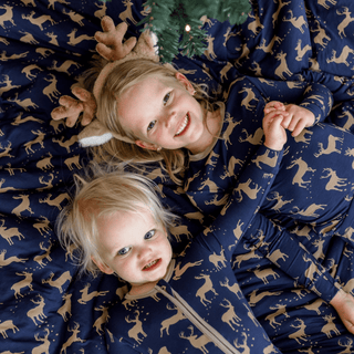 Bamboo Long Sleeve Pajama Set - Peacoat Elk KicKee Pants Size: 2T
