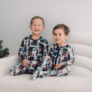 Bamboo Long Sleeve Pajama Set - Peacoat Mod Christmas KicKee Pants Size: 2T