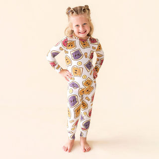 Bamboo Long Sleeve Pajama Set - Peanut Butter Jelly Time Posh Peanut Size: 3T-4T