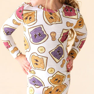 Bamboo Long Sleeve Pajama Set - Peanut Butter Jelly Time Posh Peanut Size: 3T-4T