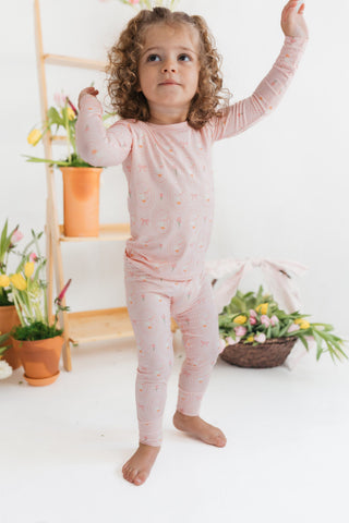 Bamboo Long Sleeve Pajama Set - Pink Little Goose In My Jammers Size: 3T