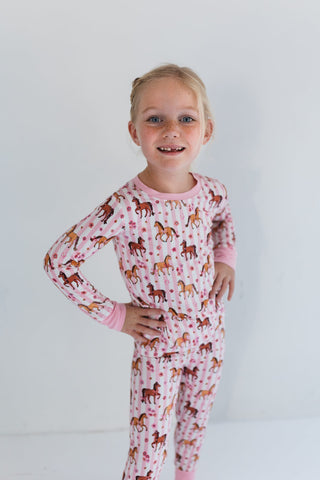 Bamboo Long Sleeve Pajama Set - Pink Pony In My Jammers Size: 3T