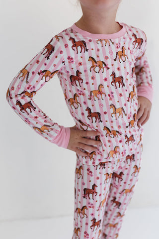 Bamboo Long Sleeve Pajama Set - Pink Pony In My Jammers Size: 3T