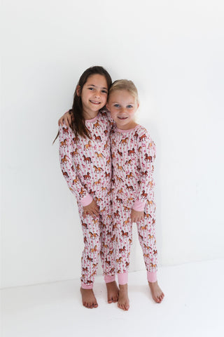 Bamboo Long Sleeve Pajama Set - Pink Pony In My Jammers Size: 3T