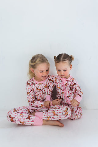 Bamboo Long Sleeve Pajama Set - Pink Pony In My Jammers Size: 3T