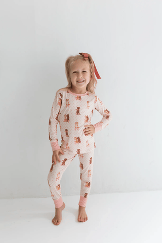 Bamboo Long Sleeve Pajama Set - Pink Pup Friends In My Jammers Size: 3T