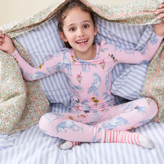 Bamboo Long Sleeve Pajama Set - Pink Unicorn Fields