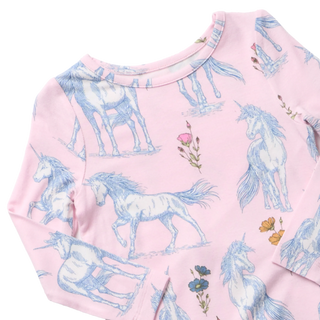 Bamboo Long Sleeve Pajama Set - Pink Unicorn Fields