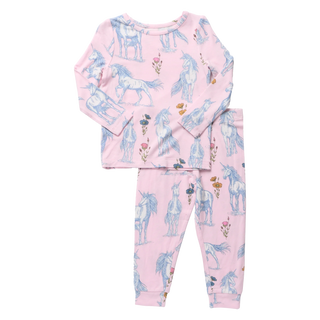 Bamboo Long Sleeve Pajama Set - Pink Unicorn Fields