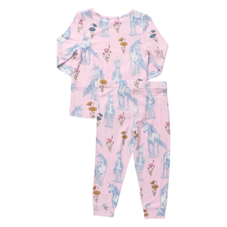 Bamboo Long Sleeve Pajama Set - Pink Unicorn Fields