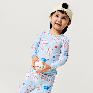 Bamboo Long Sleeve Pajama Set - Play Ball (Baseballs) Posh Peanut Size: 3T-4T