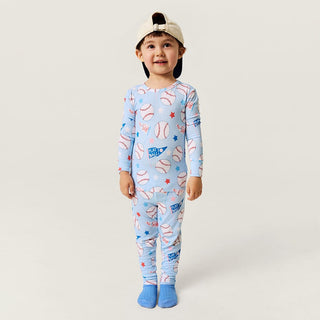 Bamboo Long Sleeve Pajama Set - Play Ball (Baseballs) Posh Peanut Size: 3T-4T