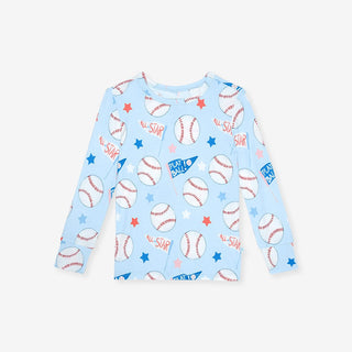 Bamboo Long Sleeve Pajama Set - Play Ball (Baseballs) Posh Peanut Size: 3T-4T