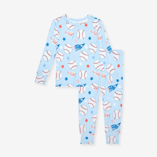 Bamboo Long Sleeve Pajama Set - Play Ball (Baseballs) Posh Peanut Size: 3T-4T