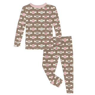 Bamboo Long Sleeve Pajama Set - Portabella Saltwater TaffyKicKee PantsSize: 2T