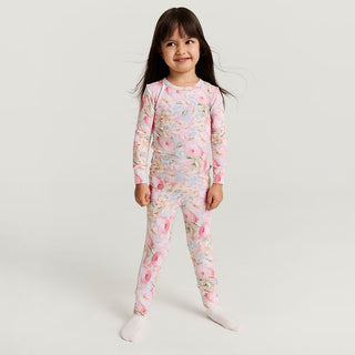 Bamboo Long Sleeve Pajama Set - Rose Dreams (Floral) Posh Peanut Size: 3T-4T