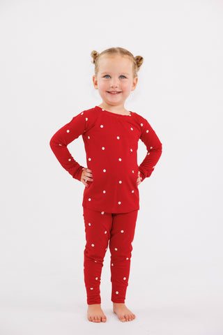 Bamboo Long Sleeve Pajama Set - Ruby Polka Dot
