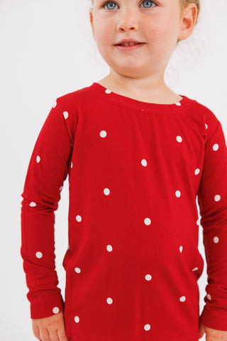 Bamboo Long Sleeve Pajama Set - Ruby Polka Dot