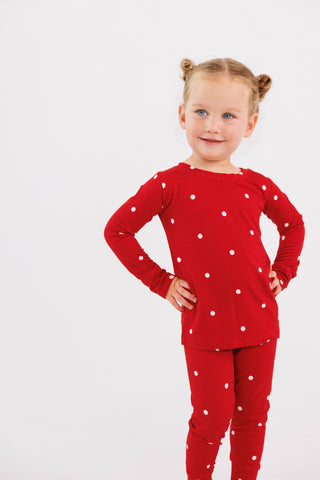 Bamboo Long Sleeve Pajama Set - Ruby Polka Dot