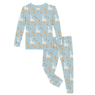 Bamboo Long Sleeve Pajama Set - Spring Sky Feeding DucksKicKee PantsSize: 2T
