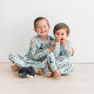Bamboo Long Sleeve Pajama Set - Spring Sky Winter Woodland KicKee Pants Size: 2T