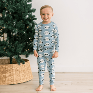 Bamboo Long Sleeve Pajama Set - Stormy Sea Santa's Sleigh KicKee Pants Size: 2T