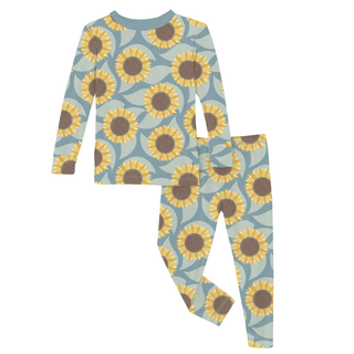 Bamboo Long Sleeve Pajama Set - Stormy Sea SunflowerKicKee PantsSize: 2T