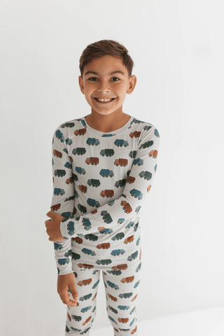 Bamboo Long Sleeve Pajama Set - Trash Trucks In My Jammers Size: 3T