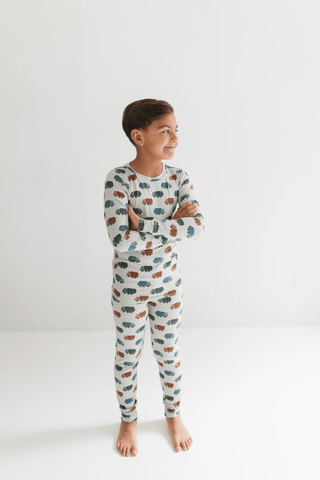 Bamboo Long Sleeve Pajama Set - Trash Trucks In My Jammers Size: 3T