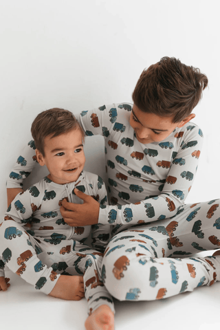 Bamboo Long Sleeve Pajama Set - Trash Trucks In My Jammers Size: 3T