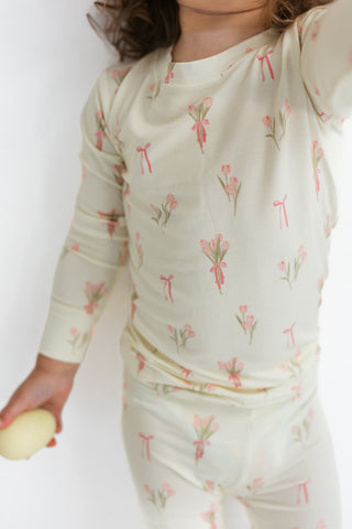 Bamboo Long Sleeve Pajama Set - Tulip Fields In My Jammers Size: 3T
