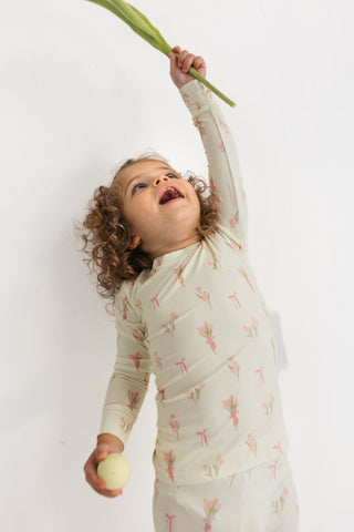 Bamboo Long Sleeve Pajama Set - Tulip Fields In My Jammers Size: 3T